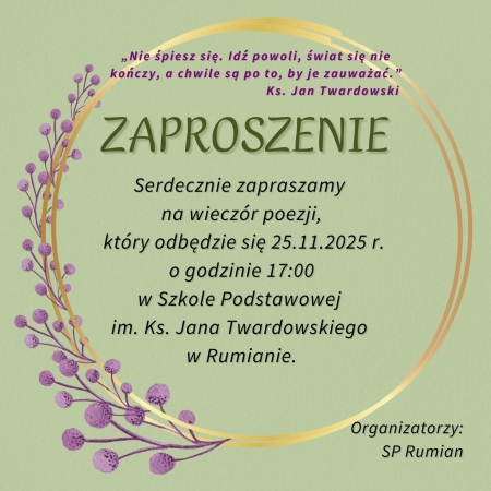 Zaproszenie na wieczór poezji 